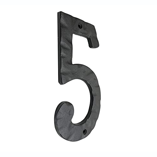 Image of NACH House Numbers for Outside, 6 inch Black Address Numbers for House - Number 5 - Rustic Numbers for Outside with Mounting Hardware