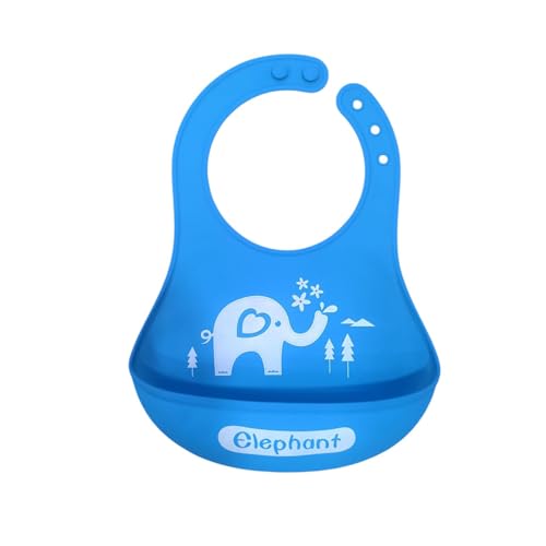 Image of BabyGo Silicone Baby Bib for Feeding & Weaning Infants & Toddlers |Waterproof, Washable & Reusable | Adjustable Neckline, Lightweight & Foldable Bib with Deep Food Catcher Pocket |Blue (Pack of 1)