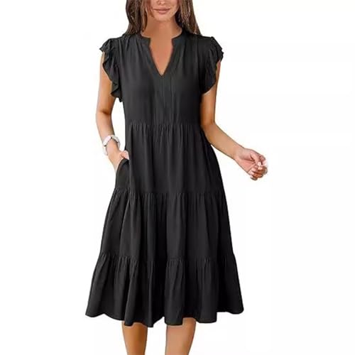 Robe de vacances à la plage fluide et légère à volants pour femme