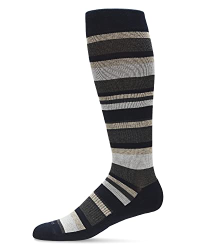 Image of MeMoi Wellfit Unisex Multi Striped Cotton Blend 15-20mmHg Graduated Compression Socks