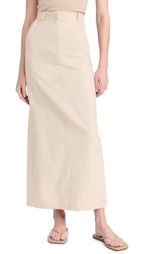MOON RIVER Women's Maxi Skirt, Natural, Tan, M