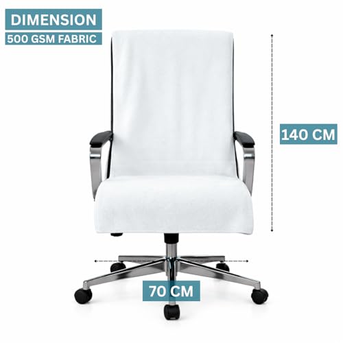 Image of Office Chair Towel | 500 GSM Towel with Tie Knot | Luxury Car Seat Towel Cover's | 100% Cotton Towel for Large Size | 70x140 CM | Pack of 4 - White