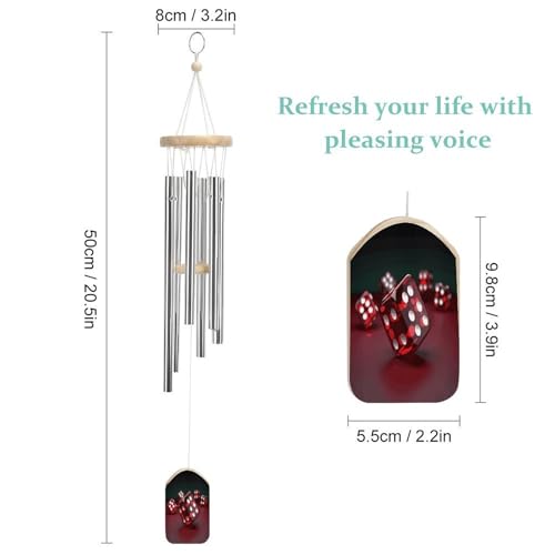 Campanilla de viento de dados rojos de aluminio para decoración de jardín exterior 3