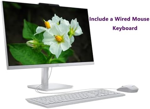 Lenovo A100 All in One Desktop Computer for Home Office, 23.8 Inch IPS FHD Display, Intel N100 Processor, 16 GB RAM, 512 GB SSD, Intel UHD Graphics, Wired Keyboard & Mouse, Windows 11 Pro, Accessories - 2
