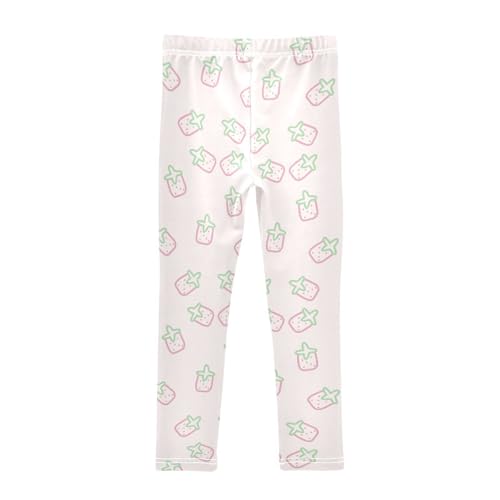 Light Strawberry Girls Leggings,Workout Leggings for Girls Toddler Athletic Legging Size for 3-10T2