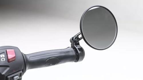 Image of TA Motorcycle Front Handlebar Mirror (Black, Large, Set of 2) - Adjustable, Convex, Handlebar Mount - Fits Jawa 42 / Bobber /Classic /Perak Bobber /Yezde Roadster /Scrambler /New Reborn Classic