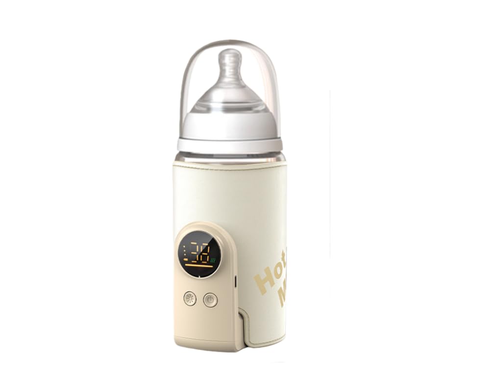 Tosuny Scaldabiberon Portatile, Scaldabiberon Ricaricabile per Latte Materno, Formula, Cibo, Riscaldamento Rapido in 1 Minuto e Impostazioni a 6 Temperature (10000 mAh)