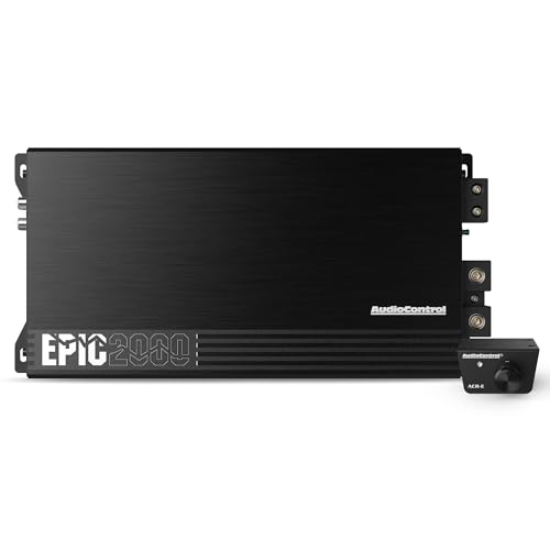 AudioControl EPIC2000 Monoblock Amplifier Car Audio 2000W RMS, Compact Class D Subwoofer Amplifier, Low Pass & Subsonic Filter, Epic Boost Bass Equalizer, Includes Bass Knob for Amp, Epicenter Link
