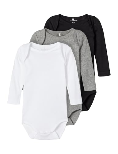 NAME IT Unisex Baby Nbnbody 3p Ls Black 2 Noos Body, Mehrfarbig ( Schwarz,...