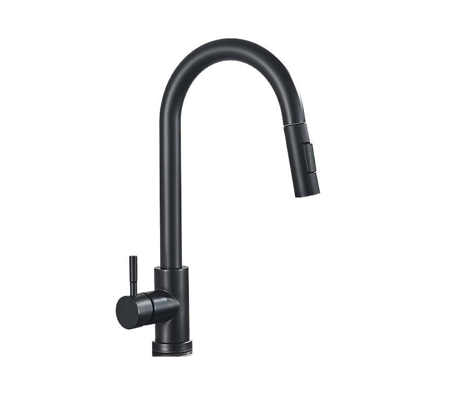 Robinet de cuisine extractible or brossé noir mat mitigeur évier acier inoxydable