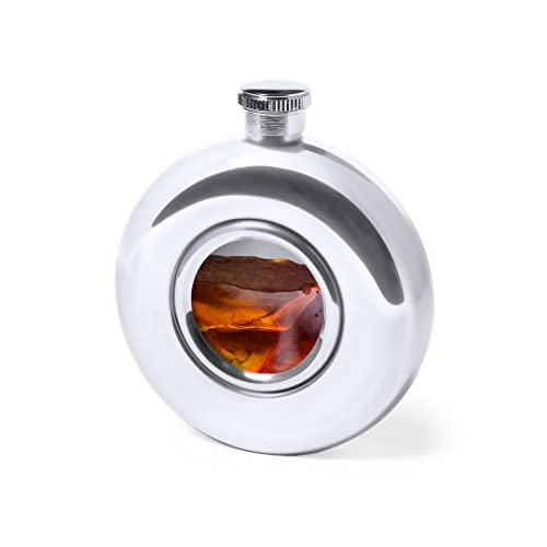Begoon Hip Flask - Stainless Steel (150 ml) with Viewing Window and Spirit Level - Practical Hip Flask for Travel - Gift Idea for Many Occasions