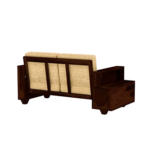 Image of Sheesham Wood 6 Seater Sofa Set with 2 Drawer Storage | 3+2+1 Wooden Sofa Set Furniture for Living Room Home Office (3+2+1,Walnut)
