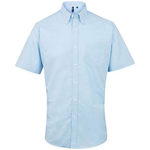 Premier PR236 Signature Oxford Short Sleeve Shirt - Light Blue 17 Blank Plain Cover