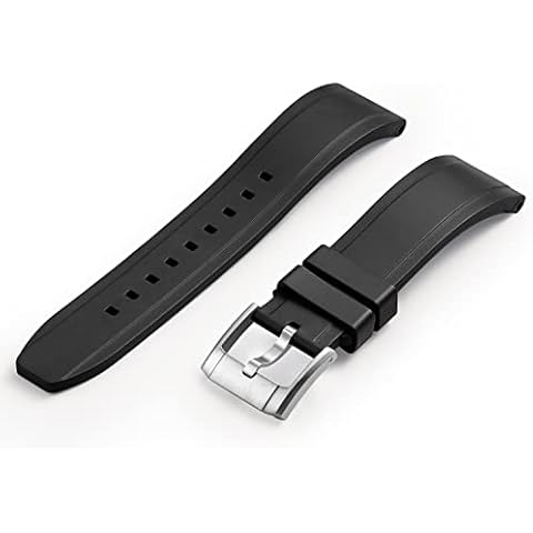 CRAFTER BLUE UX03 Straight End Watch Band Rubber Strap Replacement for All 20mm Width Lug Watches, Black Cover