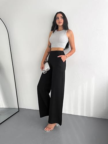 Women Linen Pants Wide Leg Casual Palazzo Pants Cotton Linen Summer Pants with Pockets2