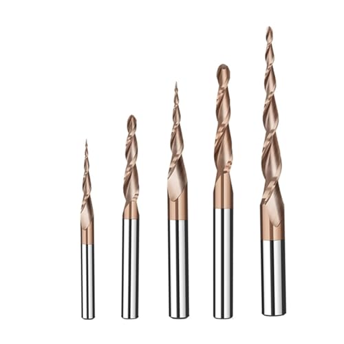 Carbide Spiral Tapered Ball Nose End Mill 6mm Shank 2 Flutes Router Bit Woodworking 2D 3D Carving Bits Wood Milling(Color:R0.5x20.5Cx4Dx50L)