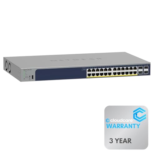 Image of NETGEAR GS728TPP 24-Port 𝐏𝐨𝐄+ 𝐒𝐦𝐚𝐫𝐭 Switch | 4 SFP | Rack-Mountable | Cloud Care's 3 Year Warranty SupportPlus Included