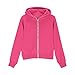 Girl Clothes School Zip Up Cropped Long Sleeve Hoodies For Girls 10-12 Cotton With Thumb Holes Fashion Hooded Jacket Coat Kids Workout Fall Winter Casual Sweatshirts 4-12 Years Hot Pink-150