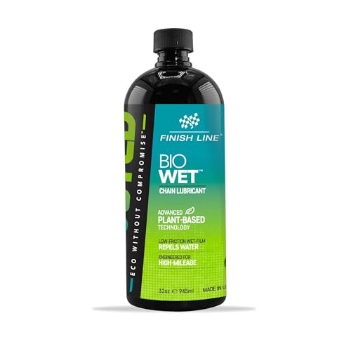 Finish Line Boosted Bio Wet Bike Chain Lubricant, Plant-Based High Performance Formula, Water-Repelling Wet Film for All Conditions Cycling, 32 oz Refill
