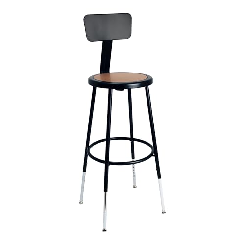 OEF Furnishings Height Adjustable EasyBuild Stool with Backrest – Heavy-Duty