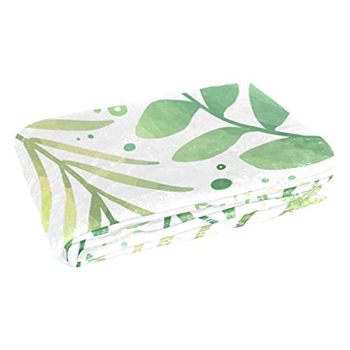 Couverture douce dessinée à la main motif feuilles de lit - 3