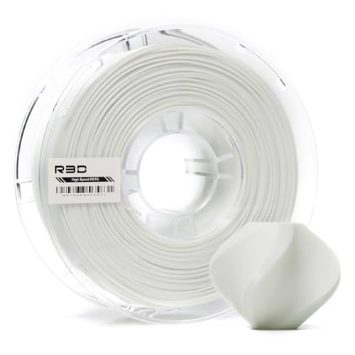 R3D High Speed PETG PRO Filament 1.75mm 1KG, 3D Printer Filament for 30-500 mm/s High-Speed Printing, Dimensional Accuracy +/- 0.02 mm, Plastic Spool, Compatible with AMS (White)