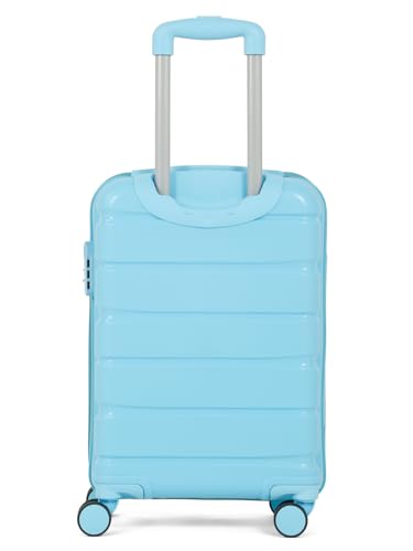 Image of Teakwood MA Trolley Bag, Hard Cabin with Zipper Closure, Adjustable Push Button & Cross Side Strap, Number Lock System 360 Degree (Small, Sky Blue)