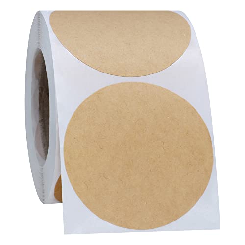 Hybsk 2" Round Brown Kraft Paper Stickers Packaging Sealing Total 300 Labels Per Roll (Kraft Paper) #TOP3