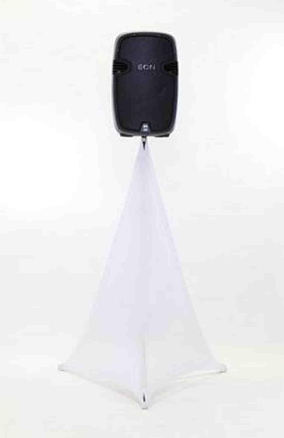 SPK Series Professional Speaker Stand Scrim with Free Bag for Event, DJ Booths, Music Concerts & Stage Use - Flame Retardant, Wrinkle Resistant, Double-Stitched DJ Truss - SPK02-B - White
