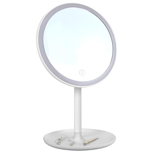 Image of Prime Pick Beauty Pro Makeup Mirror 360 Degree Rotating Mirror Non LED Portable Lightweight Travel Makeup Mirror for Daily Use Dressing Table Vanity White Pack of 1