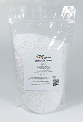 TODOCULTIVO Urea Granulada 46%. Fertilizante nitrogenado. 5 Kilos. Proporciona nitrógeno necesario para la síntesis de la clorofila.