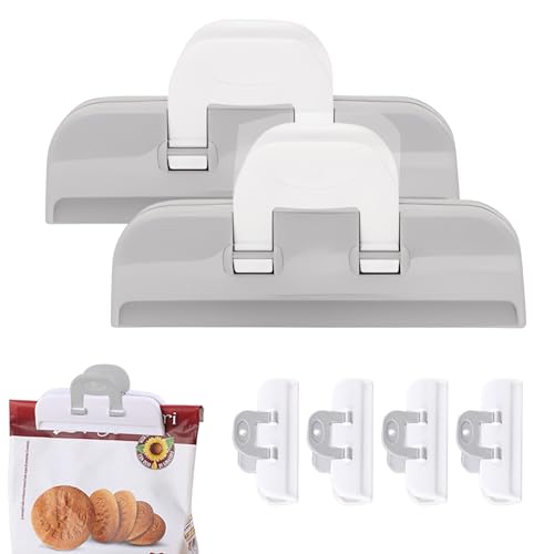 Juego de 6 clips de cierre para bolsas de alimentos, pinzas de cierre de plástico, clips de cocina, clips para bolsas, dispensador de aperitivos, clip para bolsas, cierre de bolsas (gris blanco) Juego de 6 clips de cierre para bolsas de alimentos, pinzas de cierre de plástico, clips de cocina, clips para bolsas, dispensador de aperitivos, clip para bolsas, cierre de bolsas (gris blanco)