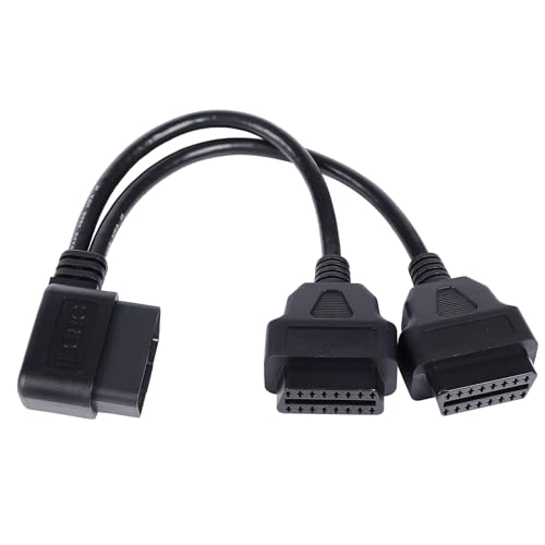 Freyoue Right Angle OBD2 Splitter Y Cable, OBDII 1 Male Splitter to 2 Female Extension Cable,16 Pin Port Cord Adapter 30cm/12in