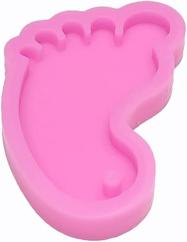 Miniatura 3 de Moldes de silicona con forma de pie de bebé brillante brillante para manualidades, llavero de bricolaje, molde de arcilla polimérica, colgante de