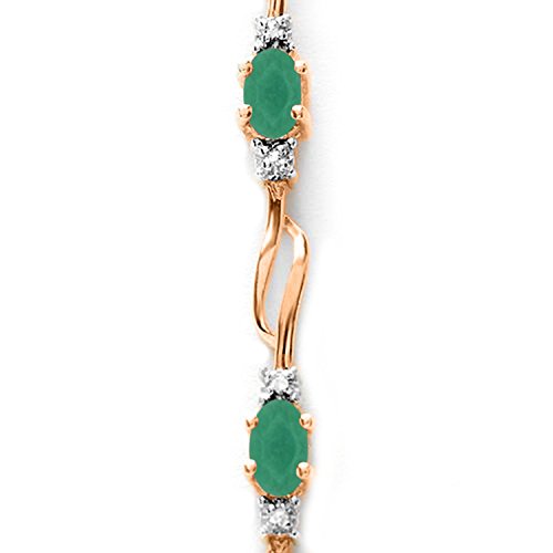 Galaxy Gold Gg 14K Solid Rose Gold Tennis Bracelet With Natural Emeralds & Natural Diamonds #TOP2