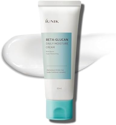 IUNIK Beta-Glucan Vegan Lightweight Non-Sticky Deep Moisture Watery Cream 2.02 fl.oz(60ml) | Lotion Daily Moisturizer Absorption Dry Sensitive Fine lines Skin Centella | Korean Skincare