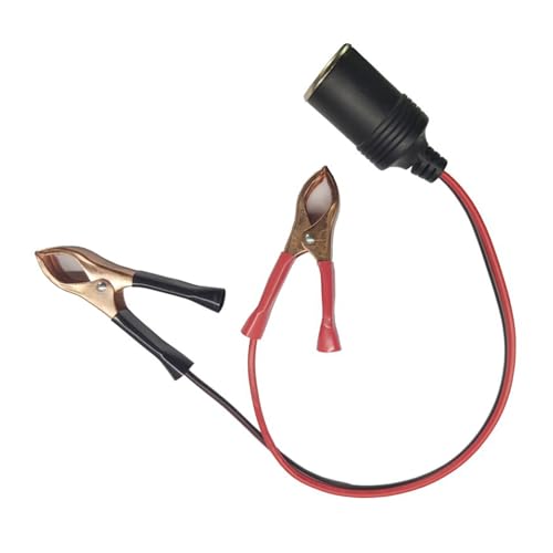 Geavonyg Cigarrillo Encendedor Extensión Cable Enchufe Cargador De Cargador 12v 10a Clip para Adaptador Alimentación del Zócalo Femenino para Cocodrilos Compresa Aire Cable Clip
