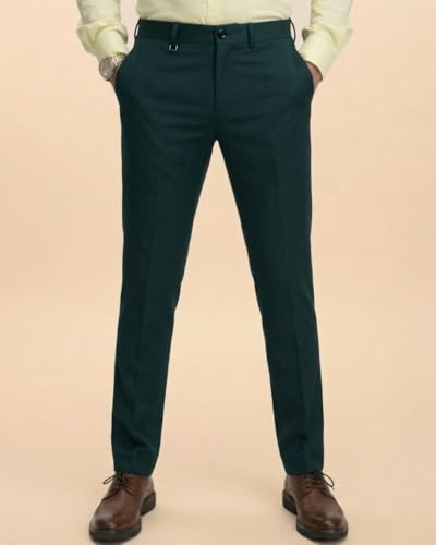 Image of SaintX Men's Premium 4-Way Solid-Stretchable Formal Pants | Performance Grade Pro Weave Anti-Wrinkle Fabric | Slim Fit Trouser | Shirt Gripping Expandable Waistband | Executive Office Wear (ST02)