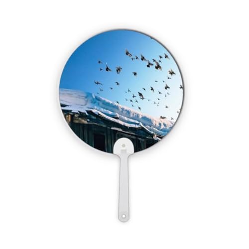 Éventail rond en plastique rigide et lavable blanc neige pour loisirs