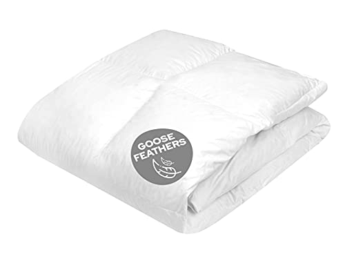 SENPO Goose-Feathers ganzjahres bettwäsche 155x220 cm| Natural Gänsefedern Bettdecke | 4 Jahreszeiten Decke | Atmungsaktiv Federndecke | Baumwoll-Inlet Schlafdecke Cover