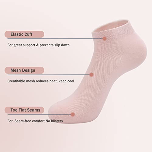 Image of SERISIMPLE Ultra-Thin Comfort Viscose Bamboo Mesh Ankle Socks for Women -Breathable Lightweight Low-Cut Socks 5 Pairs