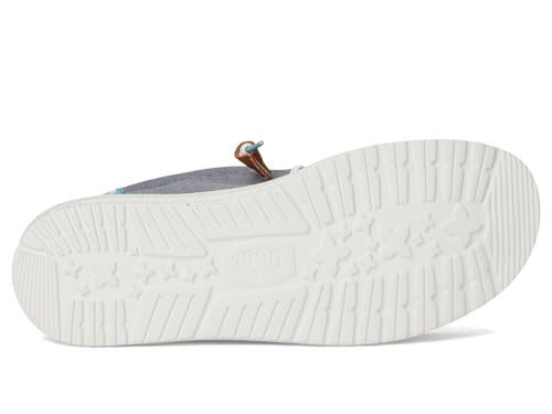 HEYDUDE Wally Craft Linen Monument Grey/Faded Denim Size 7, Men’s Shoes, Men's Slip-on Loafers, Comfortable & Light-Weight4