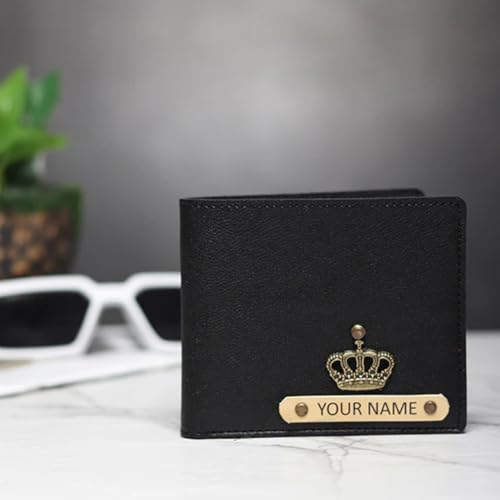 Image of Men Leather Personalized Name & Charm Imported Wallet | Gifts Husband Boyfriend Employees Clients Colleagues Friend (Black)