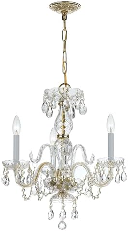 Traditional Crystal 3 Light Clear Crystal Polished Brass Mini Chandelier