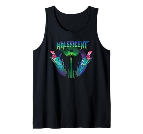 Maleficent 90s Rock Band Tank Top de Disney Villains para fans del estilo retro neon