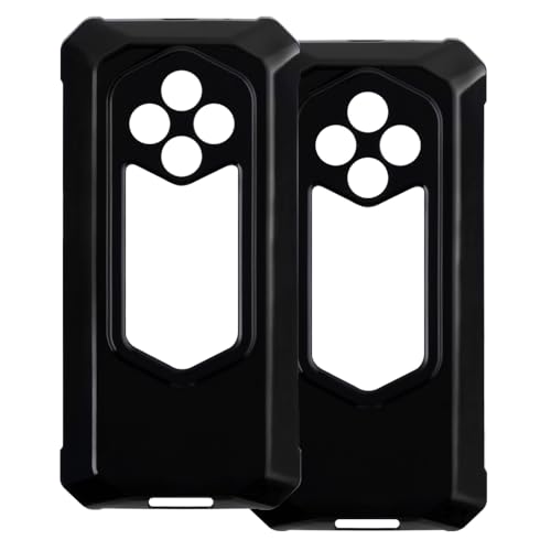 UOGNADGD 2�� TPU�P�[�X Ulefone RugKing 5 Pro �Ƃ̌݊������� �X�}�z�J�o�[ - �ϏՌ��t���L�V�u���ی�A�N�Z�T���[ �����J�b�g���H (�u���b�N+�u���b�N)