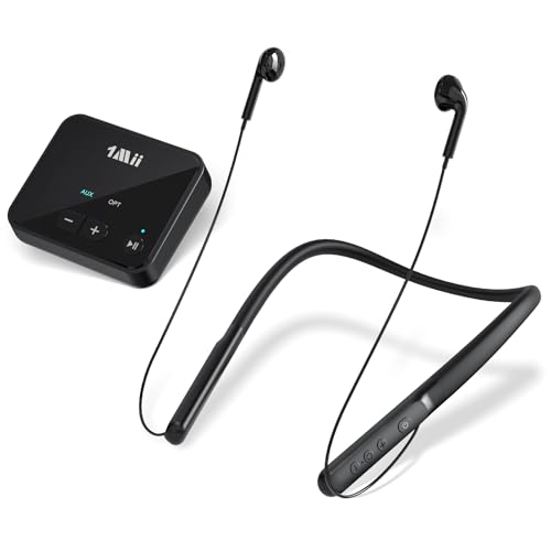 1Mii Wireless Headphones for TV, Wireless Neckband Earbuds for TV Watching for Seniors with