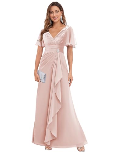 Long Chiffon Mother of The Bride Dresses for Women Lace Formal Evening Dress