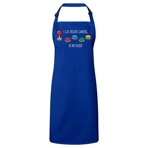 Tablier retro gaming bleu pour cuisiner devant sa borne d'arcade des années 80