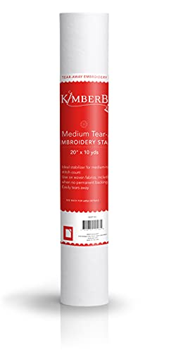 Kimberbell Tear Away Stabilizer Medium Weight 1.7 Oz - 20”x10 YD Roll - Cut into Variable Sizes - for Machine Embroidery, Hand Sewing, Quilting, Piecing Projects, Appliqués, Crafting & More! KDST104